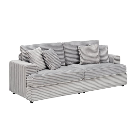 Miekor 88.58-inch thick wool three-seater sofas, spacious and comfortable. Combined with 4 matching cushions of the same color, they add an elegant touch to the modern living room. Gray No.8862