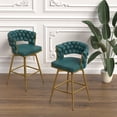 thumbnail image 1 of Miekor Bar Chair Suede Woven Bar Stool Set of 2,Golden legs Barstools Kitchen Island Chairs, Swivel Bar Stools Upholstered Bar Chair Counter Stool Arm Chairs with Back Footrest, (Blue) W4US2047, 1 of 9