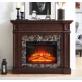 thumbnail image 1 of Miekor Electric Fireplace with Mantel, Fireplace Mantel, Fireplace Heater Freestanding, Realistic Stacked Stone Surround with Remote Control Timer LED Flame, Cherry, 45.66"W*11.8"D*40"H 0032, 1 of 15