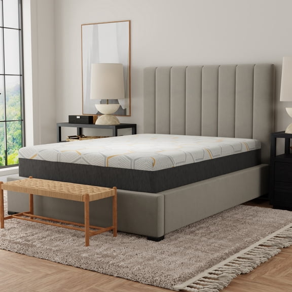 Miekor Furniture 12" Copper Gel Cooling Memory Foam Mattress with Edge Support and Air Grid Base Twin Long No.1484