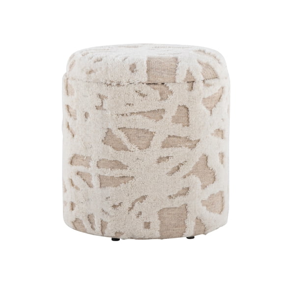 Miekor Furniture 18" Storage Ottoman in Beige Acro Wool with High Pile Textured Design No.0747