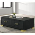 thumbnail image 1 of Miekor Furniture 1pc Contemporary Coffee Table Storage Drawers Black Gold Finish Metal Pull Knob Living Room Wooden Modern Furniture 5404, 1 of 5