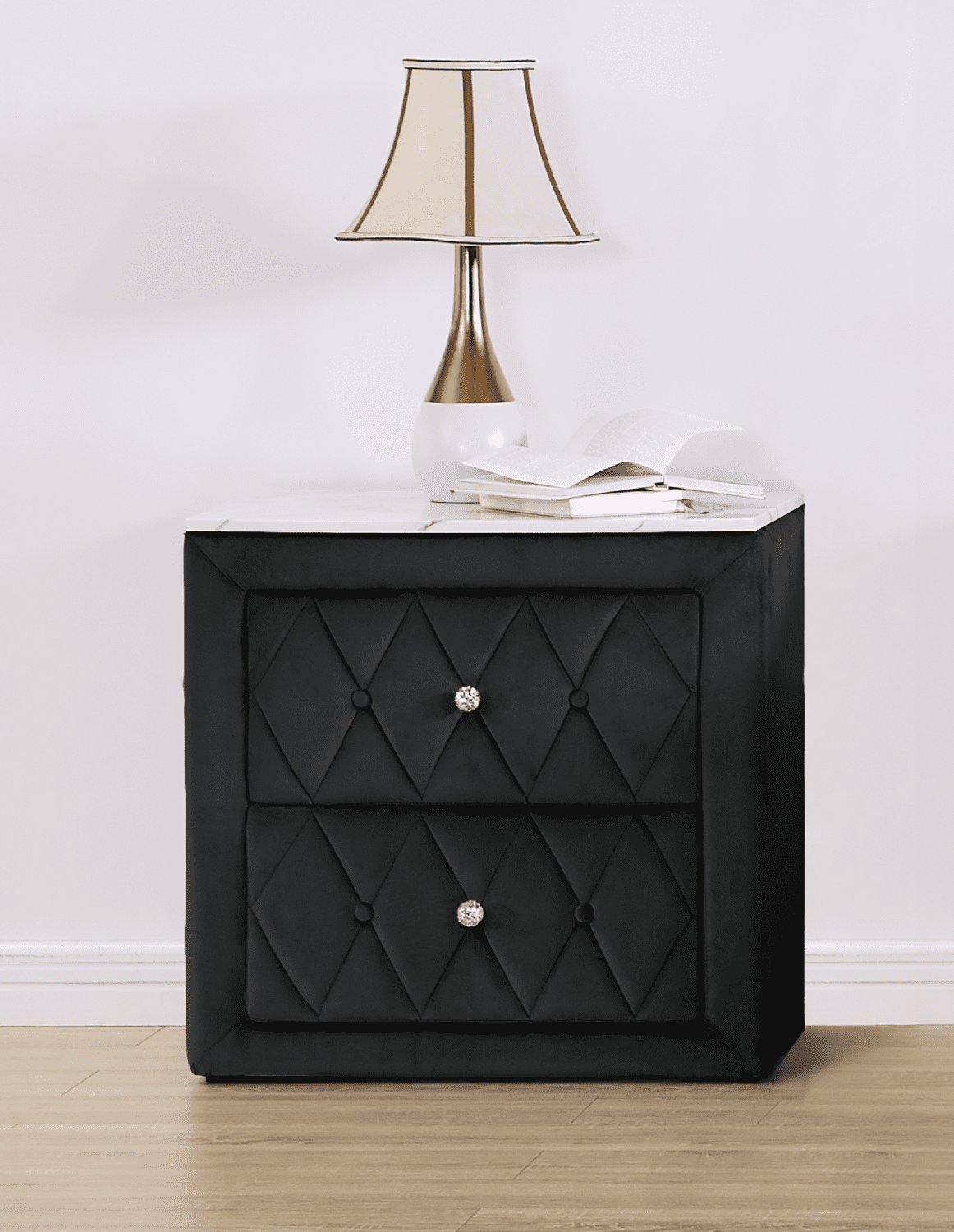 Black tufted nightstand discount
