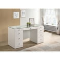 thumbnail image 1 of Miekor Furniture 1pc Glam Makeup Vanity Table Glass Top 9 Drawers Knobs White Wooden Bedroom Furniture 25443, 1 of 6