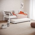 thumbnail image 1 of Miekor Furniture 1pc Twin Size Metal Daybed With Trundle Contemporary Style Full Metal Structure Mattress Ready White Finish MK7168, 1 of 6
