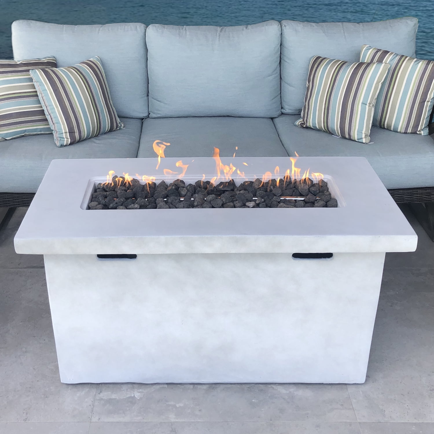 Miekor Furniture 25" H x 42" W Fiber Reinforced Concrete Propane Outdoor Fire Pit Table 94738