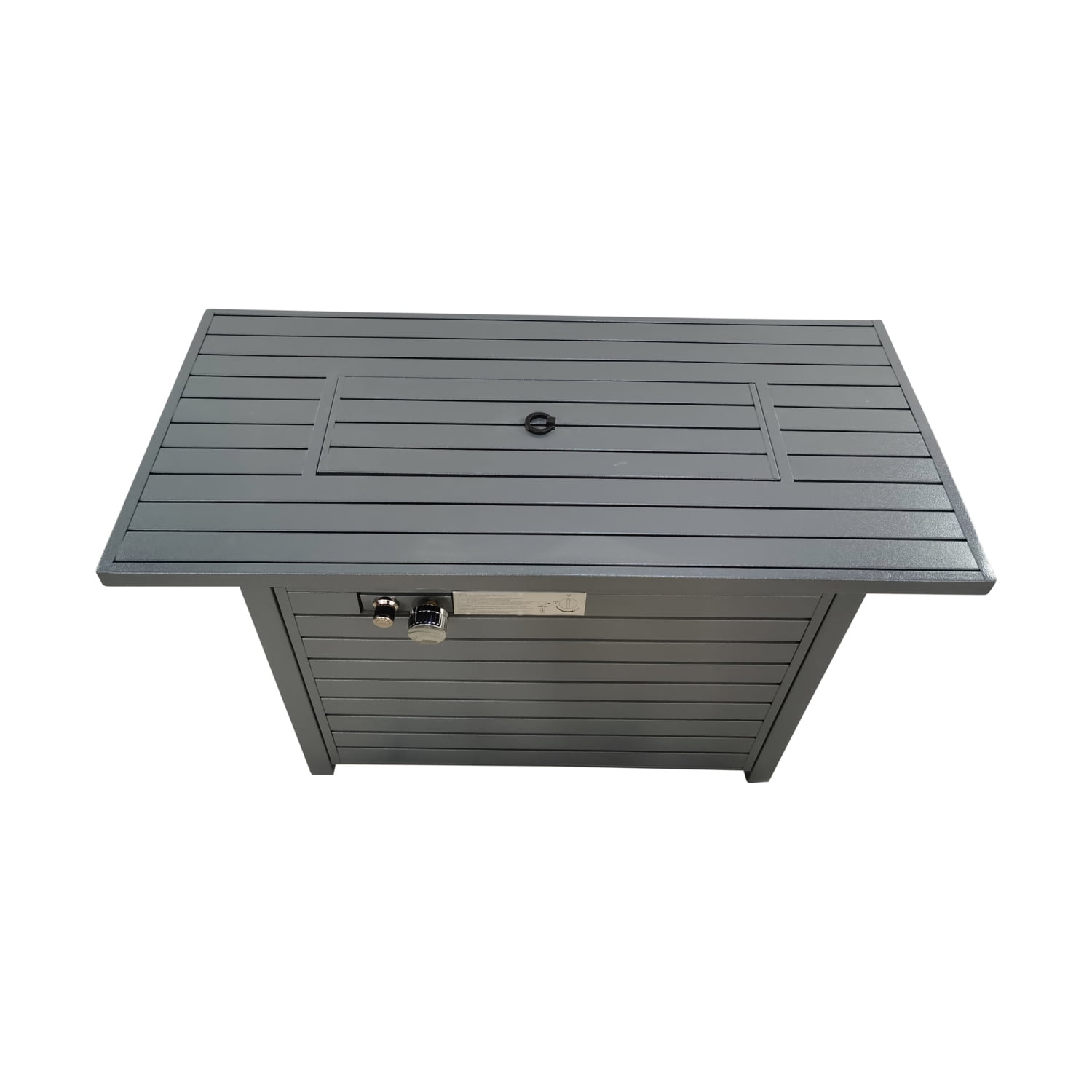 Miekor Furniture 25" H x 42" W Steel Propane Outdoor Fire Pit Table with Lid (Grey) 91365