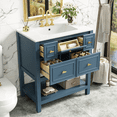 thumbnail image 1 of Miekor Furniture 30" Bathroom Vanity with Ceramic Sink Combo, Free Standing Single Vanity Set with 5 Drawers, Solid Wood Frame Bathroom Storage Cabinet 57679, 1 of 12