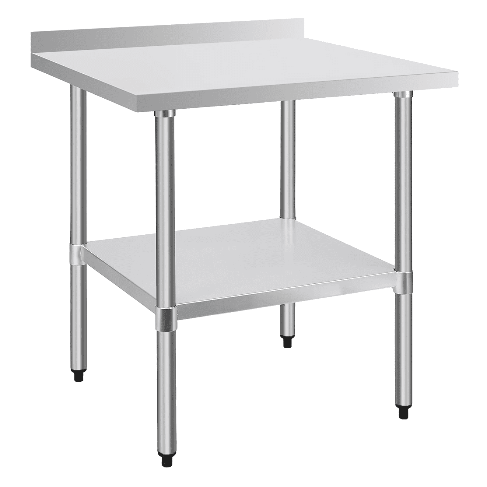 Miekor Furniture 30" x 30" 18-Gauge Stainless Steel Commercial Work Table with 4" Backsplash and Undershelf No.7732