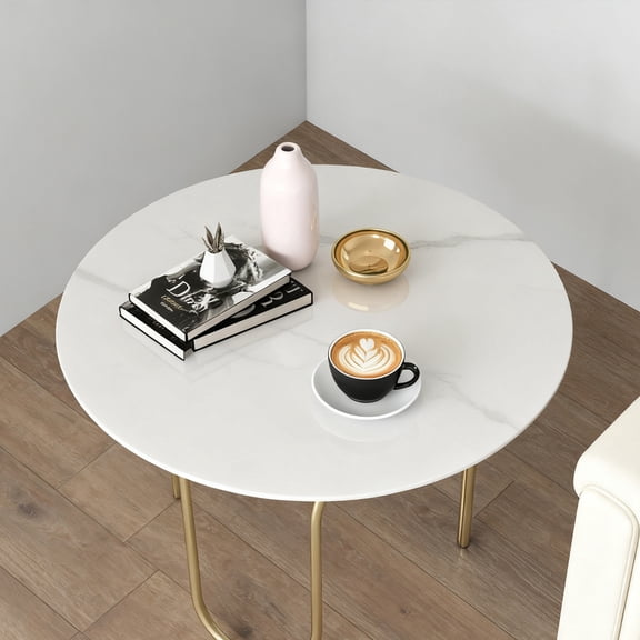 Miekor Furniture 32"Inch Round Tempered Glass Table Top with marble design,DIY Replacement&Cover Desktop,White Dining Tabletop,Coffee Tabletop,Patio Tabletop,Suitable for Indoor & Outdoor No.4725