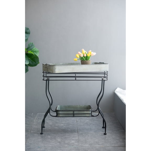 Miekor Furniture 32x15x31" Maggie Galvanized Tray Table Accent Table 25348