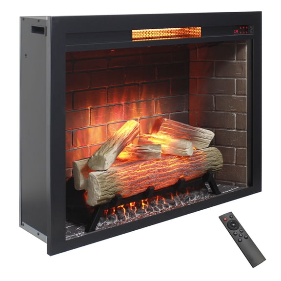 Miekor Furniture 33 inch Infrared Electric Fireplace Insert, Touch Panel Home Decor Heater,Smokeless Firebox .With fixed Trim Kit .With Cracking Sound 16829