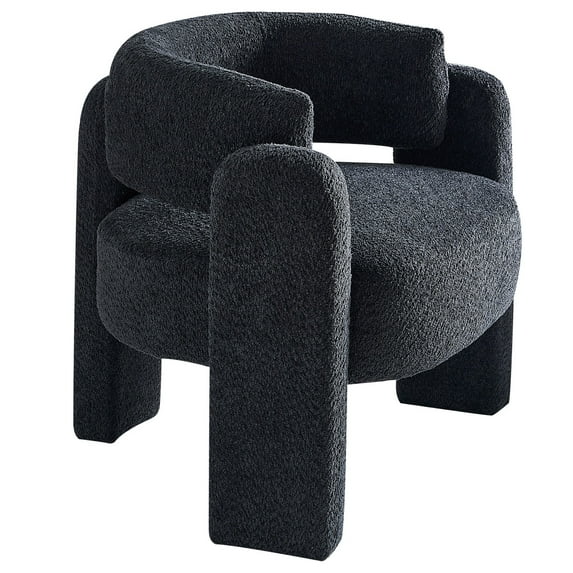 Miekor Furniture 34.65" Wide Boucle Upholstery Accent Chair Dark Grey BS3118