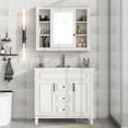 thumbnail image 1 of Miekor Furniture 36" Bathroom Vanity with Top Sink, White Mirror Cabinet, Modern Bathroom Storage Cabinet with 2 Soft Closing Doors and 2 Drawers, Single Sink Bathroom Vanity 15AAK, 1 of 9