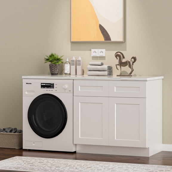 Miekor Furniture 36" Solid Wood Shaker Sink Base Cabinet White, 24" Deep, 2-Door Ready-to-Assemble (RTA) Cabinet for Kitchen or Bathroom (Countertop Not Included) No.6153