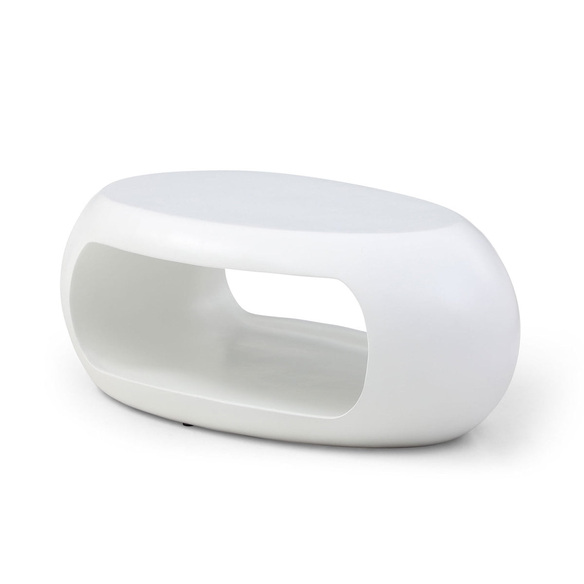 Miekor Furniture 39.37'' Oval Coffee Table, Sturdy Fiberglass table for Living Room, No Need Assembly White B5A0954