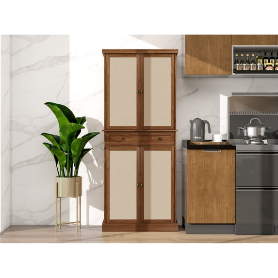 Miekor Furniture 4 Door Cabinet with 1 Drawer, with 4 Adjustable Inner Shelves, Storage Cabinet BS3484