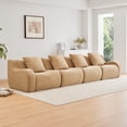 thumbnail image 1 of Miekor Furniture 4-Seat Boneless Sofa,High-Quality Teddy Fabric,No assembly required Curved armrest,Anti-slip Design,32D High Density Sponge Full Compression Vacuum Packag,For Studies Iiving R No3812, 1 of 9