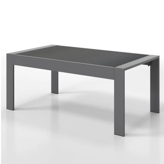 Miekor Furniture 43" All-Weather Aluminum Patio Coffee Table, Modern Gray Rectangle Outdoor Table No.4455