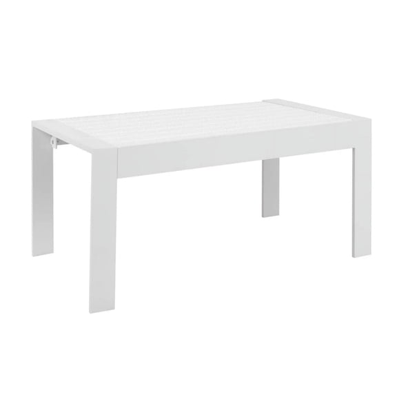 Miekor Furniture 43" All-Weather Aluminum Patio Coffee Table, Modern White Rectangle Outdoor Table No.5948
