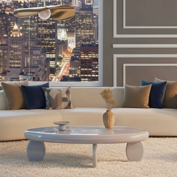 Miekor Furniture 46" x 29" x 12" Modern Cobblestone Coffee Table-High Gloss Gray No.1392