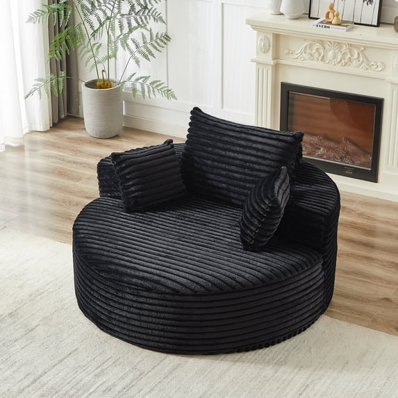 Miekor Furniture 55"L Corduroy Sponge single sofa,No Assembly Required,Fluffy Modern Sleeper Chair for Living room, Bedroom, Lounge and Projection Room(Not a swivel chair.) 83973