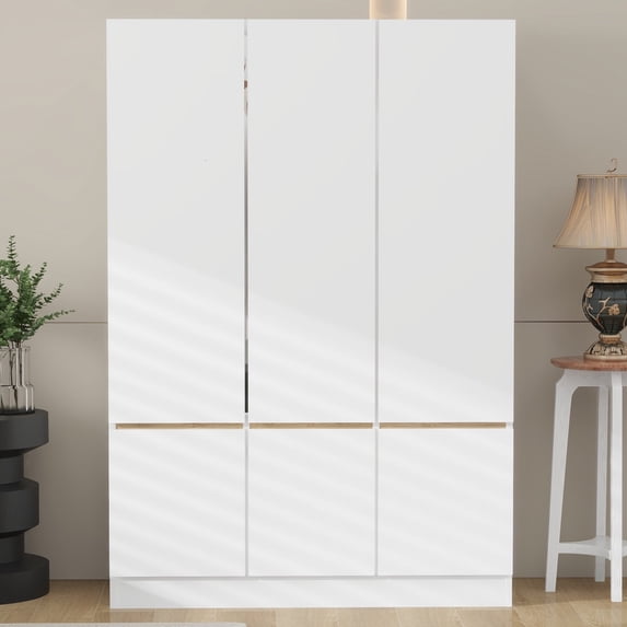 Miekor Furniture 6-Doors Wooden Wardrobe Storage for Bedroom,White 022K