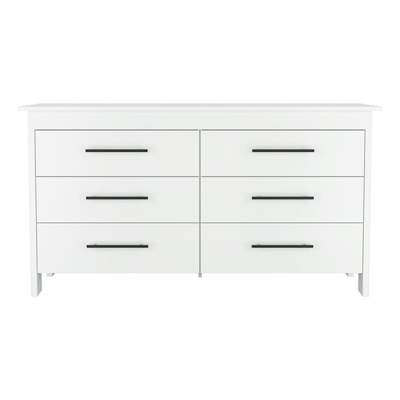 Miekor Furniture 6 Drawer Double Dresser Wezz, Bedroom, White W4US0126