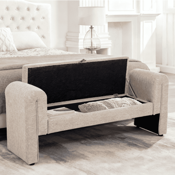 Miekor Furniture 60-inch storage bench, suitable for bedrooms, living rooms, activity rooms and similar spaces. No0882