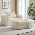 thumbnail image 1 of Miekor Furniture 62.5-Inch Corduroy Sponge Sofa Lounge Chair With Removable Footrest, No Assembly Required, Fluffy Modern Sleeper Chair For Indoor Living Room Bedroom 06050, 1 of 1