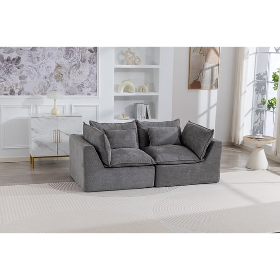 Miekor Furniture 74.8" Width Cloud Couch Oversized Modular Sectional Sofa True Relax Comfy Couches Wide&Deep Seat Sofas for Living Room Furniture Sets, 2Seat No8711