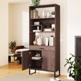 thumbnail image 1 of Miekor Furniture 75.9"Modern Open Bookshelf with Doors, Bookcase with Storage drawer and LED Strip Lights,Free Standing Display Rack,Wooden Tall Bookshelf for Living Room and Office, Walnut W4US8AAW, 1 of 9