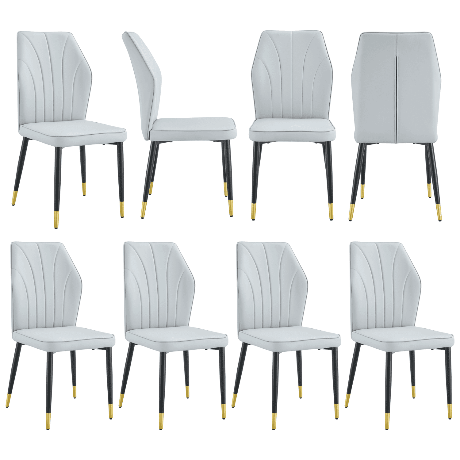 Miekor Furniture 8 Light Gray Modern Dining Chairs With Stylish Pu ...