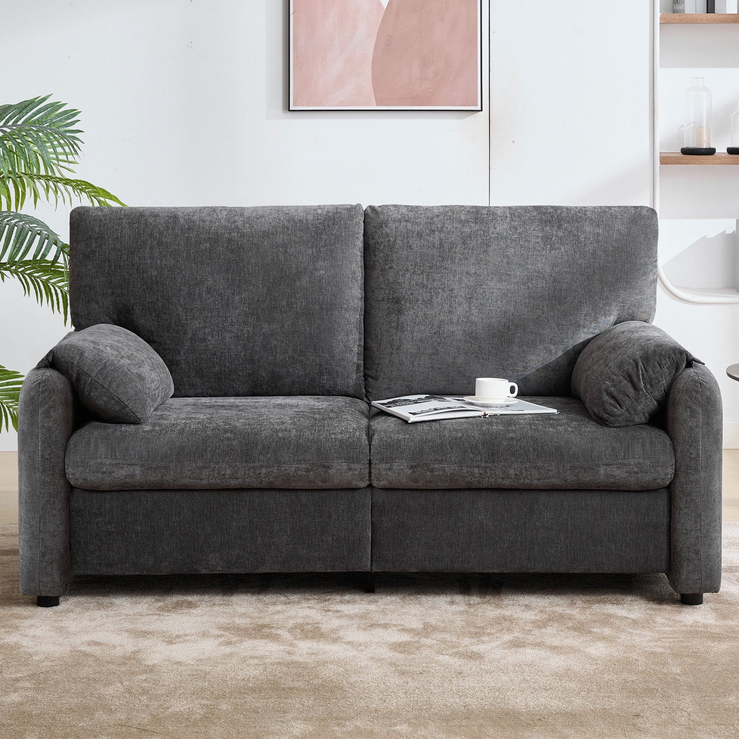 Miekor Furniture 800Lbs Down Filled Sofas, 60 Inch Minimalist Sofa