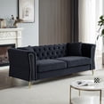 thumbnail image 1 of Miekor Furniture 81.8" Chesterfield Sofa Grey Velvet for Living Room, 3 Seater Sofa Tufted Couch with metal foot and Nailhead for Living Room, Bedroom, Office, Apartment, two pillows W4US0171, 1 of 1