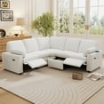 thumbnail image 1 of Miekor Furniture 89" Power Recliner Sectional Sofa Home Theater Reclining Sofa With Two Usb Ports, Two Storage Drawers For Living Room, Beige 1590A, 1 of 1