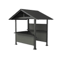 thumbnail image 1 of Miekor Furniture 9.4X6.2 FT Hardtop Grill Gazebo, Gable Outdoor Grill Gazebo with Storage Shelves & Resin Shade System, Galvanized Steel Metal Hard top Gazebo for Patio Backyard Garden -Grey No.3313, 1 of 8