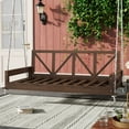 thumbnail image 1 of Miekor Furniture Acacia Wood Twin Size Patio Swing Bed Modern Porch Swing Hanging Bed Frame with 16.4ft Hemp Ropes for Garden,Backyard,Brown 07902, 1 of 12