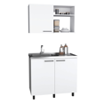 thumbnail image 1 of Miekor Furniture Alexandria 2 Piece Kitchen Set, Wall Cabinet & Utility Sink, White B5A6581, 1 of 6