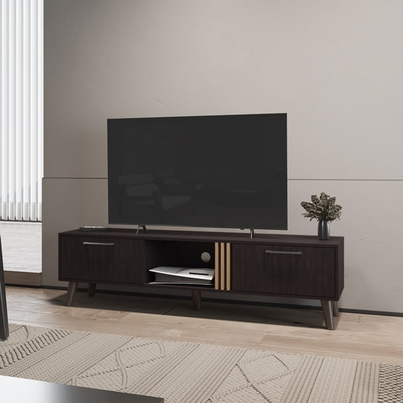 Miekor Furniture Altoona Tv Stand , Living Room, Black/Light Oak MK8974