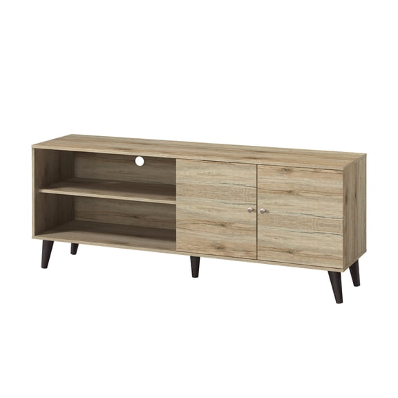Miekor Furniture Amidon TV Stand for TVs up to 63", with 2 Storage Shelves& 1 Cabinet, Modern Entertainment Centre for TV in Living Room in Oak 45982