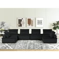 thumbnail image 1 of Miekor Furniture Anna 160" Black Velvet 6-Seater U-Shape Modular Sectional Sofa W5U702, 1 of 5