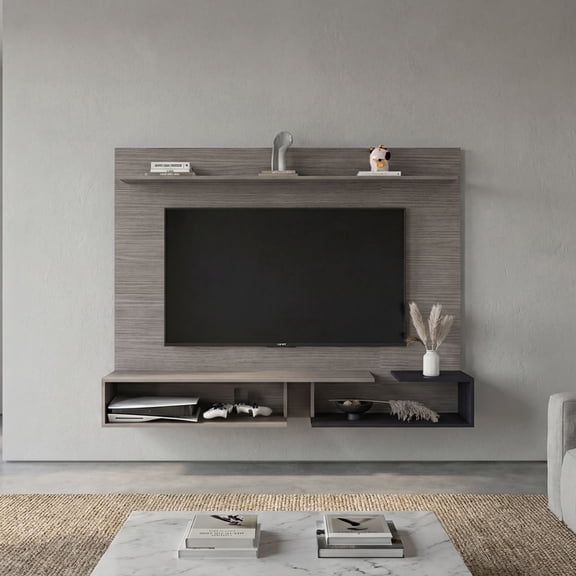 Miekor Furniture Aurevon 65" Floating TV Panel Modern Entertainment Center with Storage Shelves No8701