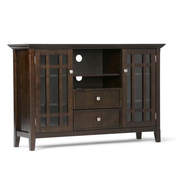 Miekor Furniture Bedford 53 inch Wide Solid Wood Tall TV Stand in Tobacco Brown For TVs up to 60 inches No8437