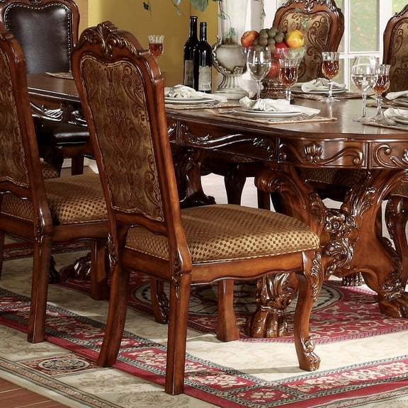 Miekor Furniture Beige And Cherry Oak Padded Side Chair (Set Of 2) 09244