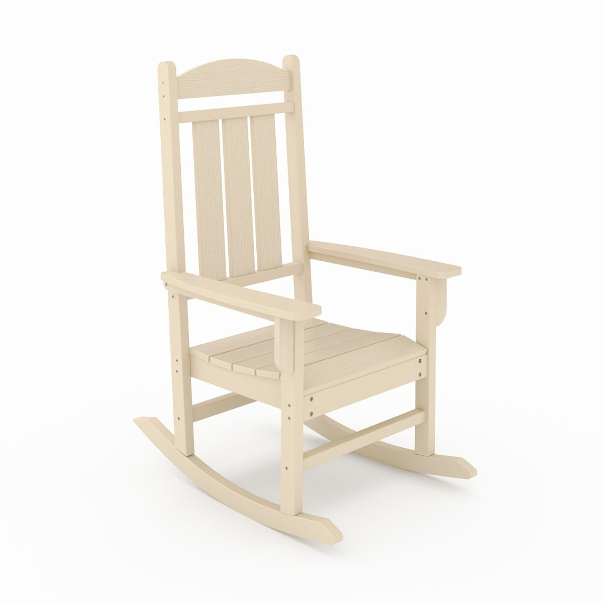 Miekor Furniture Beige Traditional Porch Rocker – Classic HDPE Poly Lumber for Porch, Patio, and Garden Comfort 8775