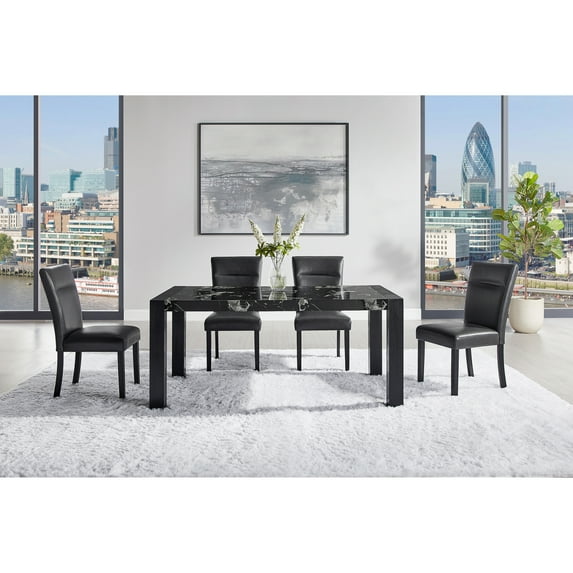 Miekor Furniture Black Dining Table and (4) Charcoal Dining Chairs MK0199