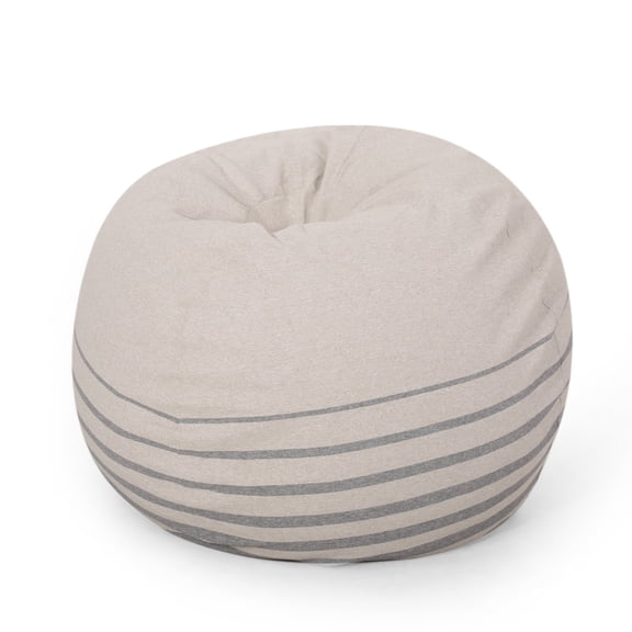 Miekor Furniture Bohemio 5 Foot Rounded Bean Bag, Striped Natural Grey No.2286