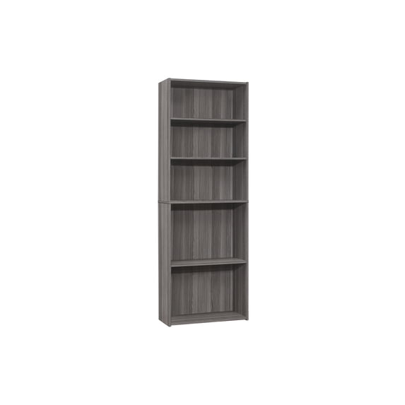 Miekor Furniture Bookshelf, Bookcase, 6 Tier, 72"h, Office, Bedroom, Grey Laminate, Transitional 40629
