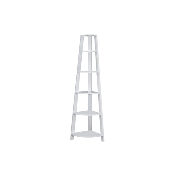 Miekor Furniture Bookshelf, Bookcase, Etagere, Corner, 5 Tier, 72"h, Office, Bedroom, White Laminate, Contemporary, Modern 43137